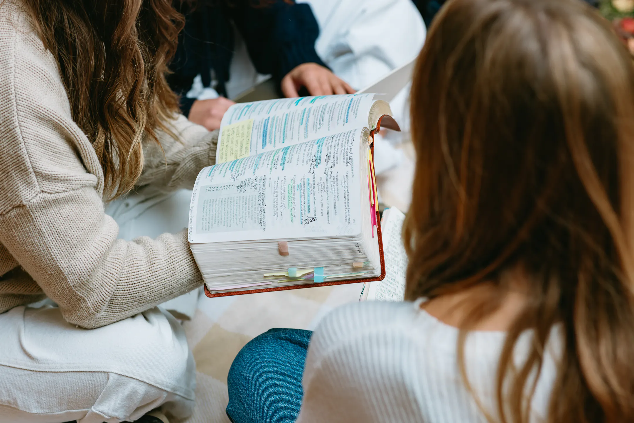 Student reading bible