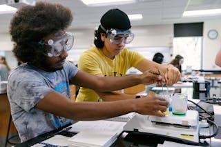 Biochemistry students in lab