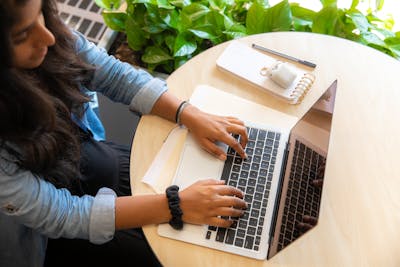 Student working on laptop