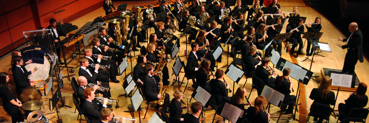 Students playing in a music performance