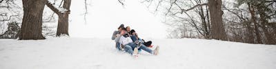 Bethel University students sled down Sem Hill 