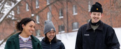 Students walking in the winter image