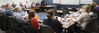 Students listen and learn during class.