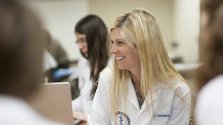 A Physician Assistant student in class at Bethel University.