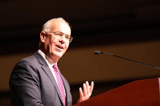 New York Times columnist David Brooks speaks in an event in Benson Great Hall.