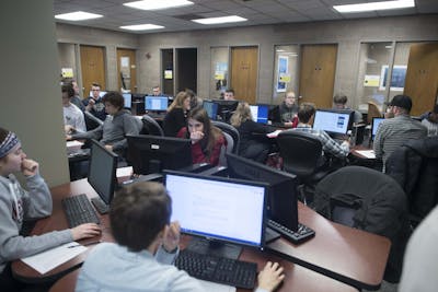 History students get hands-on experience in class. 