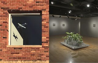Recent on-campus exhibitions by Professors of Art Michelle Westmark Wingard (left, Olson Gallery) and Amanda Hamilton (right, Johnson Gallery). Both professors are recipients of 2019 Artist Initiative grants.