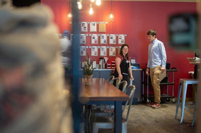 student in BUILD Kirsta Graf works at a local coffee shop