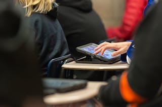 Students in Bethel's University's BUILD program use iPads in class