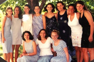 Kirsten (Frederick) Fumagalli '03 and her friends as students at Bethel