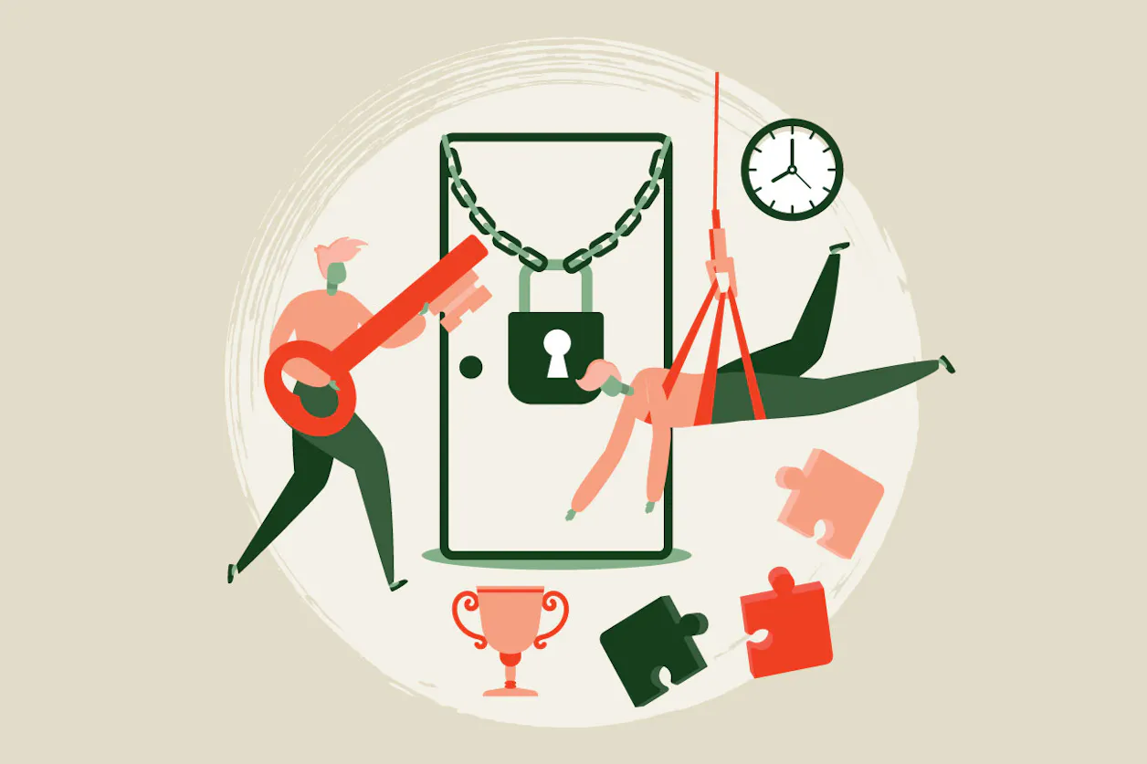 Illustration of people in an escape room
