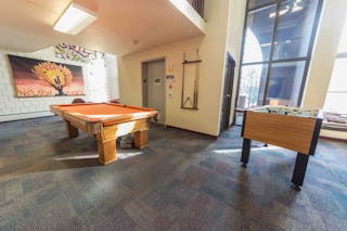 A current lounge area in Nelson Residence Hall. This summer the interior space in Nelson will be renovated, including the lounge areas.
