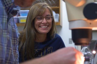 Maria Pecoraro ’19 spent her summer working with Professor of Biology Brian Hyatt on experiments on lung development in African clawed toed frogs as part of a prestigious Edgren Scholarship.
