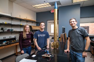 Rocket Club members, including Hokanson (left) and Scharnick (center)