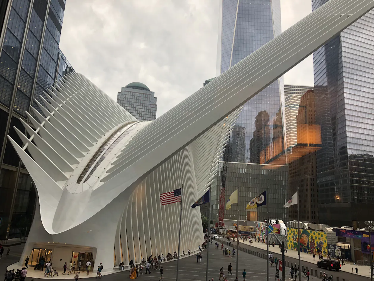 The World Trade Center Transit Hub features a retractable seam down the middle of the roof that opens each September 11, when the sun lines up directly with it.