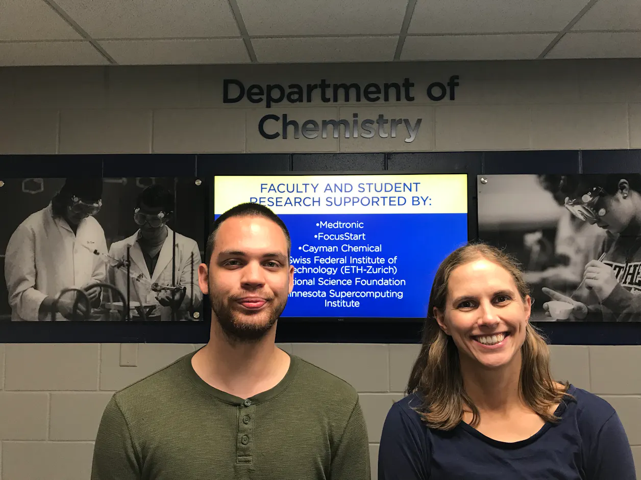 Professor Stacey Stoffregen and Jesse Mojeske ’20