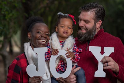 Momanyi-Hiltsley with her daughter, Jaydah Rae, and husband, Bart. 