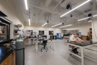 The new space on Barnes Academic Center (BAC) Level 2 opened in August 2019, featuring specialized robotics, fluid mechanics, modern physics, mechanical materials, and mechanical engineering flex labs.