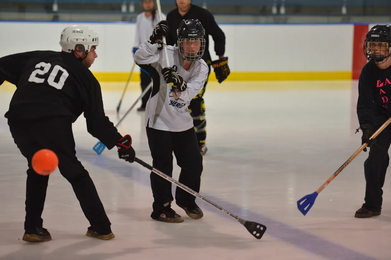 Shalanah playing broomball
