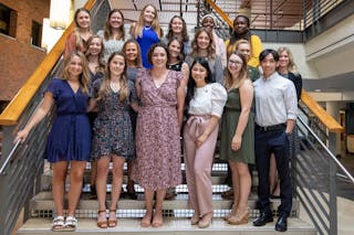 The first cohort of post-baccalaureate nursing students celebrated their graduation from the program with a pinning ceremony on Friday, August 6. These students come from a wide variety of majors and enrolled in the program to make a career change to nursing. 