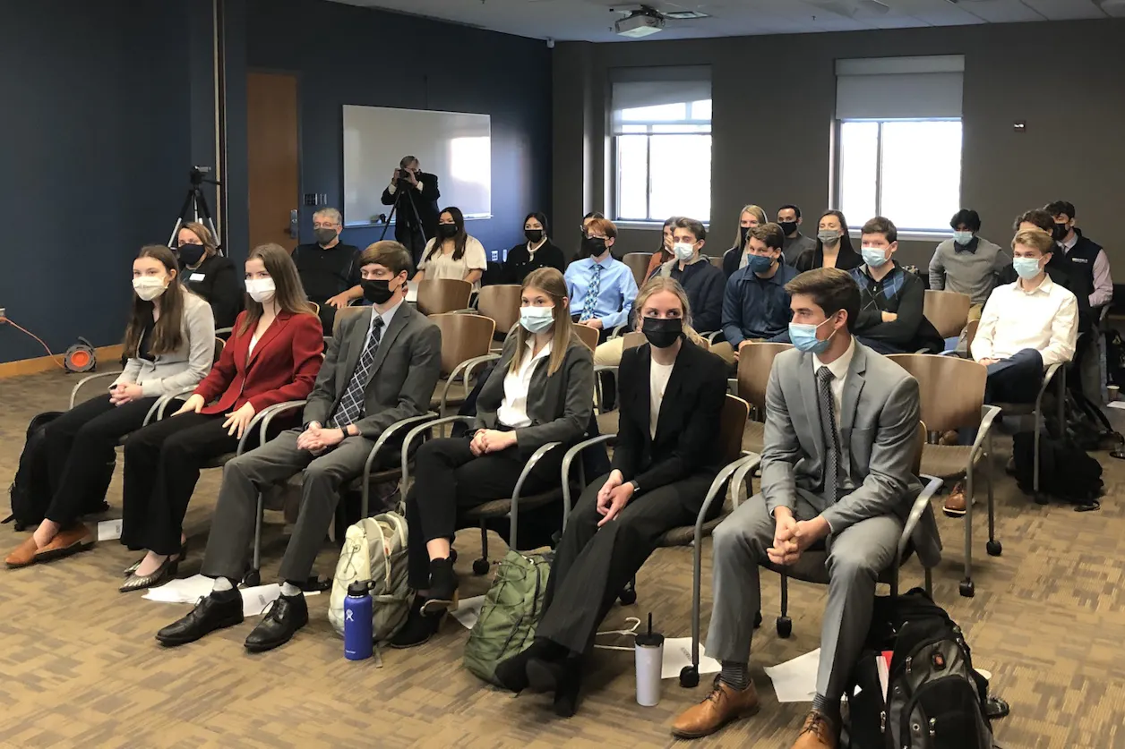 Students in Bethel's Investments course