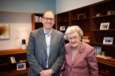 Bethel President Ross Allen connected with Edman to thank her for her generous contribution in support of the next generation of Bethel nurses.