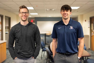 Associate Professor of History Charlie Goldberg and Zach Haala ’23 