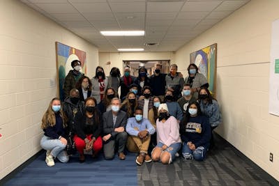 For part of her project funded by the Interfaith Youth Core grant, Amy Ruiz Plaza ’23 brought health experts from surrounding Twin Cities communities to campus for a forum about the documentary Trusted Messenger.