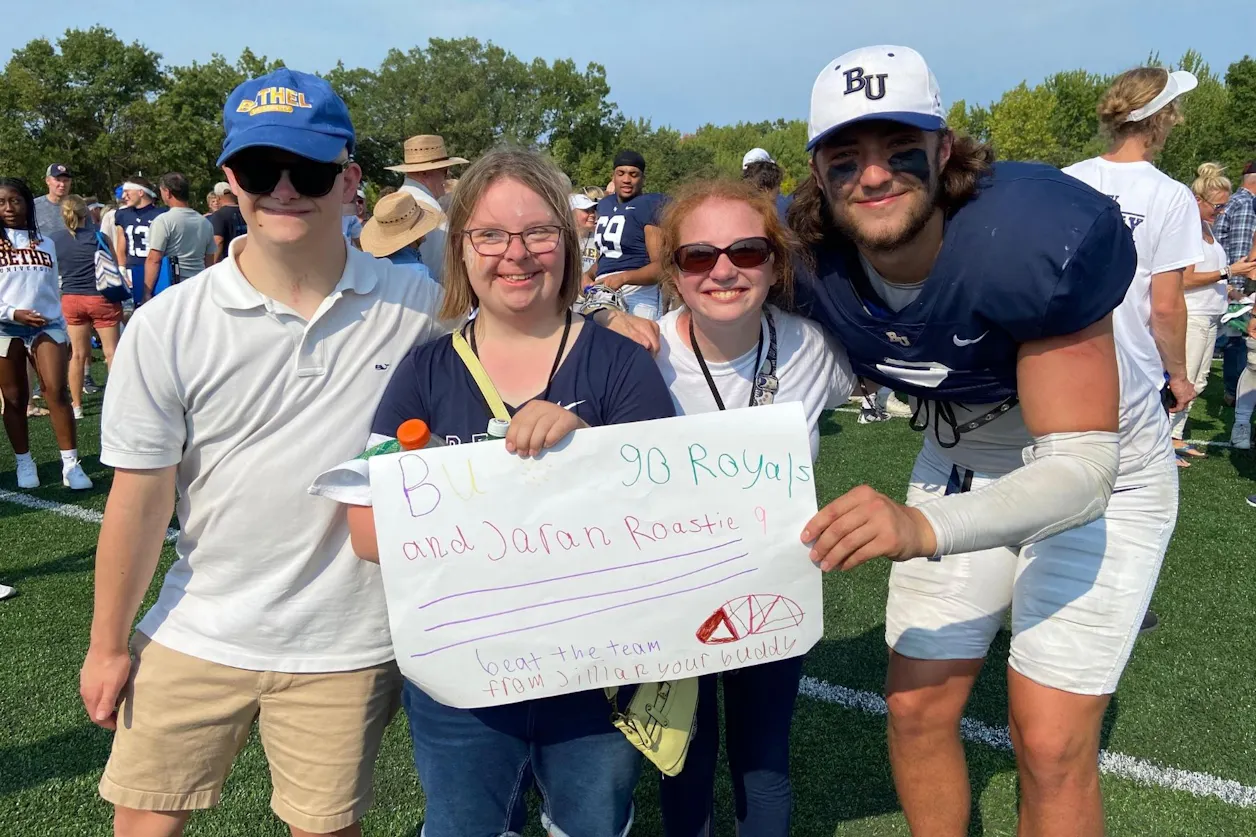 Jaran Roste '21, GS'24 first volunteer as a mentor for students in Bethel's BUILD program before taking a job on staff with the program