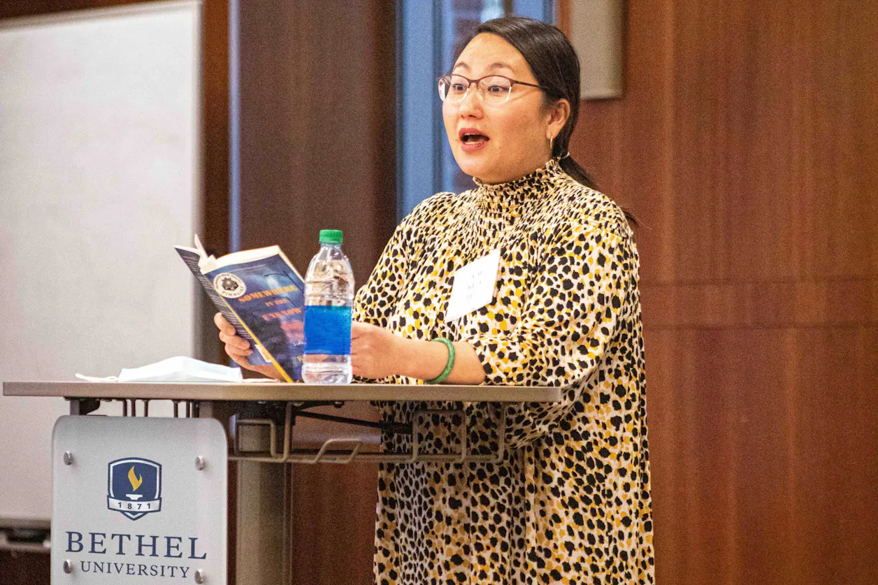 Before the event, award-winning Hmong-American author Kao Kalia Yang tweeted, "First in-person talk in over a year. Since 2008, I have not had such a stint away from a podium. Here we go, @BethelU." 