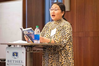 Before the event, award-winning Hmong-American author Kao Kalia Yang tweeted, "First in-person talk in over a year. Since 2008, I have not had such a stint away from a podium. Here we go, @BethelU." 