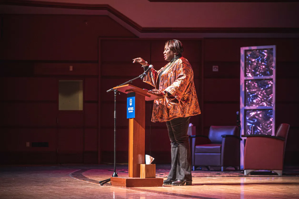 Latasha Morrison shared valuable insights about racial reconciliation with the Bethel community live last Tuesday.