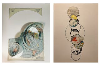 "The gifts that artists have, their mentality to see things in variations of gray, to honor diverse perspectives, and to explore mystery are so essential for the world right now," Pszwaro says. Left: "Divergent and Convergent Boundaries" | Paper Cutting | 2021 Right: "Industry and Occupancy" | Paper Collage and Pen | 2020