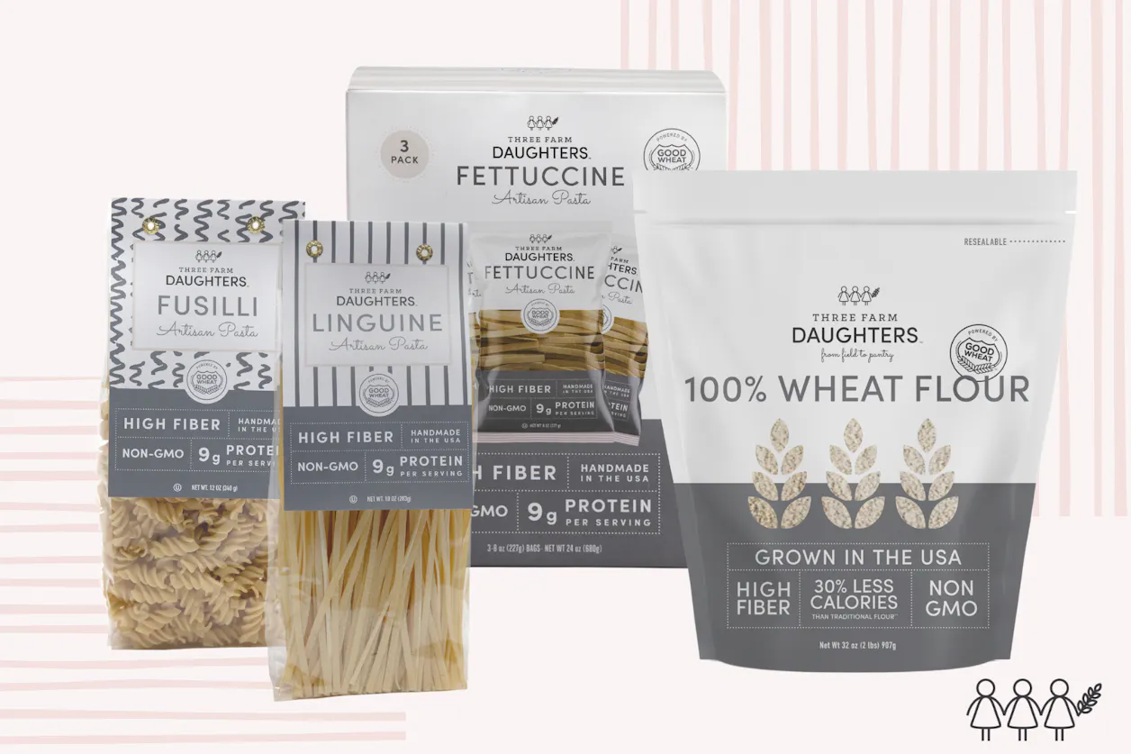 These are the products currently on shelves at grocery stores and for sale on the Three Farm Daughters website.