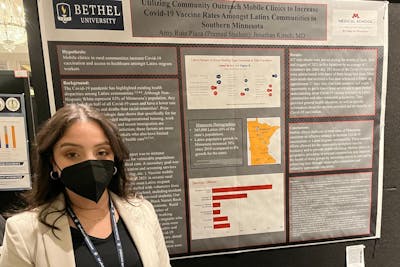 Pre-med biology major Amy Ruiz Plaza '23 presented her research at the 2022 LMSA National &amp; Northeast Regional Conference in March. 