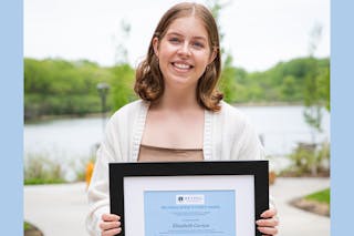 Lizzy Carson received the 2022 Reconciliation Studies Award, which "recognizes those who are learning to live out reconciliation as ambassadors of God’s love, God’s agency, and God’s desire to reconcile the world to God," says Program Director and Professor of Reconciliation Studies Claudia May.