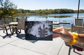 Dock on Lake Valentine | 2016 (inset) and 2021 | photo held by Amy Ruiz Plaza ’23, biology major