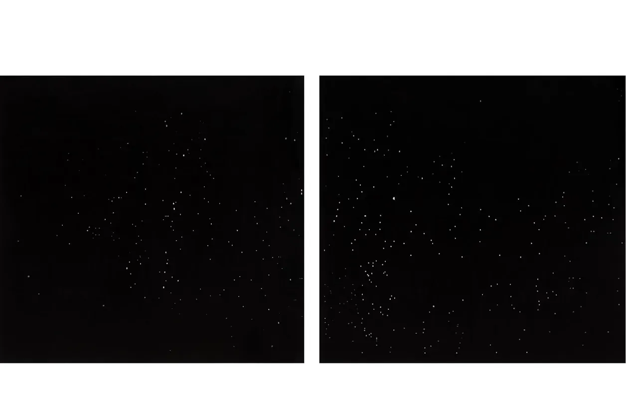 Wounded in West Texas (left) & Something Was Missing (right) | unfolded page of New York Times with punctuation removed, ink