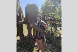Sophia with elephant