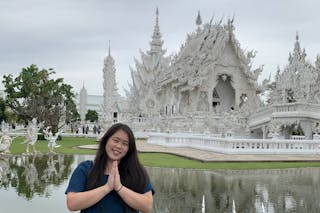 Sophia Nienaber at the White Temple (also known as Wat Rong Khun) in Chiang Rai. 