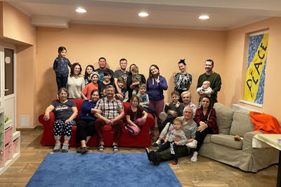 Group of Ukrainian refugees at Horizon of Hope Center