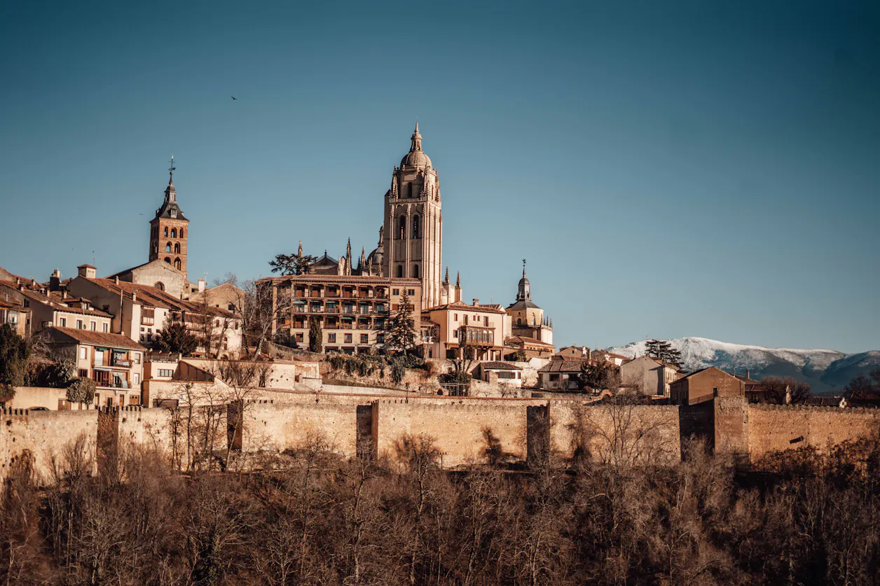 The cathedral, a central location in Segovia, Spain. 