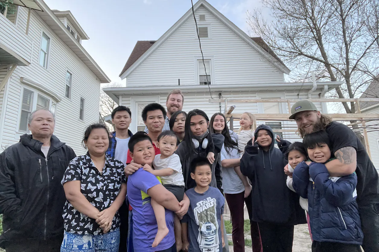 Luke Buttenhoff, Tessa Buttenhoff, and Jesse Phenow, with members of the K’nyaw families they grew close to—and are still close to—over the years. 