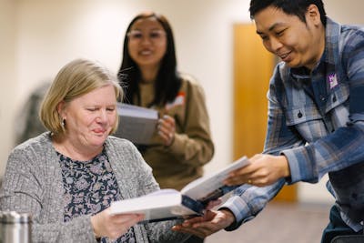 Bethel Seminary Professor of New Testament Jeannine Brown joined in the opportunity to connect and build community with students and church leaders.