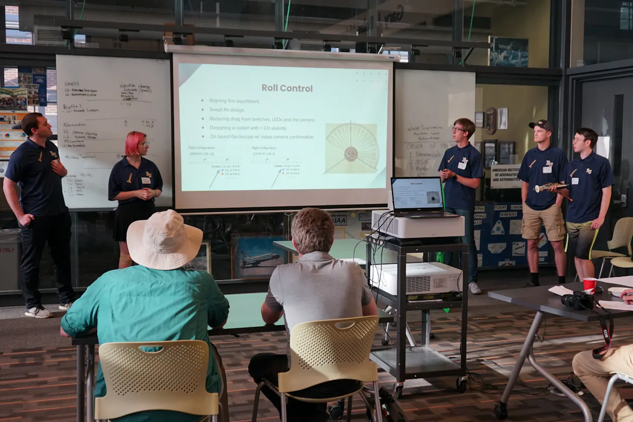 Photo from the Team Oral presentation for the competition, held at the University of Minnesota the evening before the launch day. 