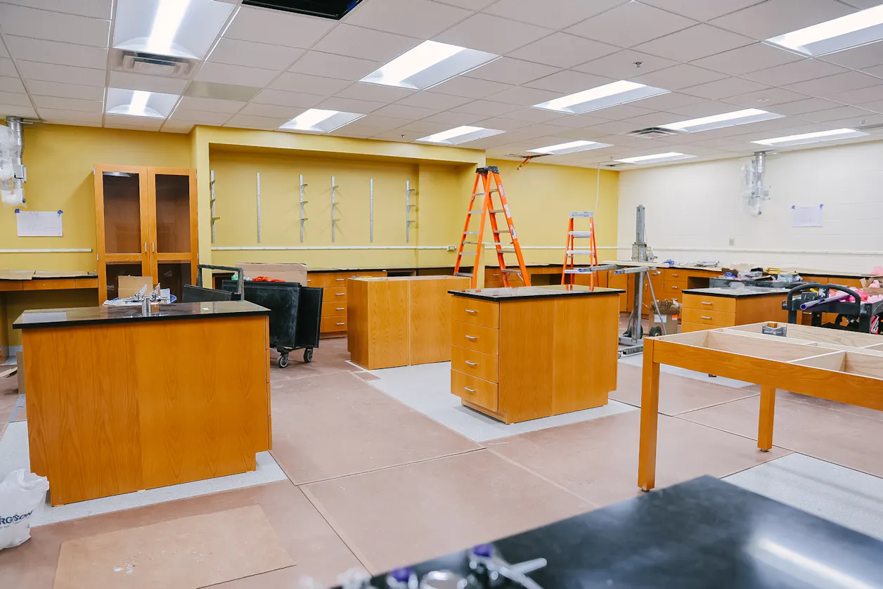 Four chemistry and biology labs undergo renovation. 