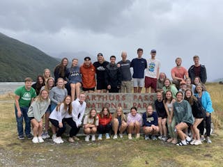 Students and faculty at Arthur's Pass National Park, New Zealand, on the “Science and Technology in New Zealand” trip, January 2024