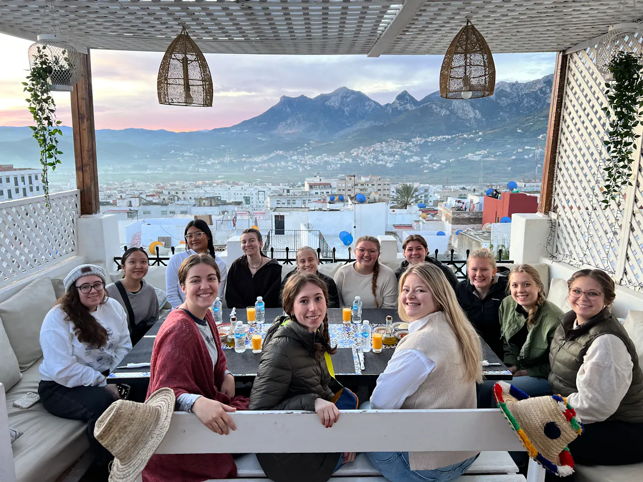Kate Osgood ’24 and other students on the “Medieval Worlds: Spain, Morocco, and France” trip, January 2024