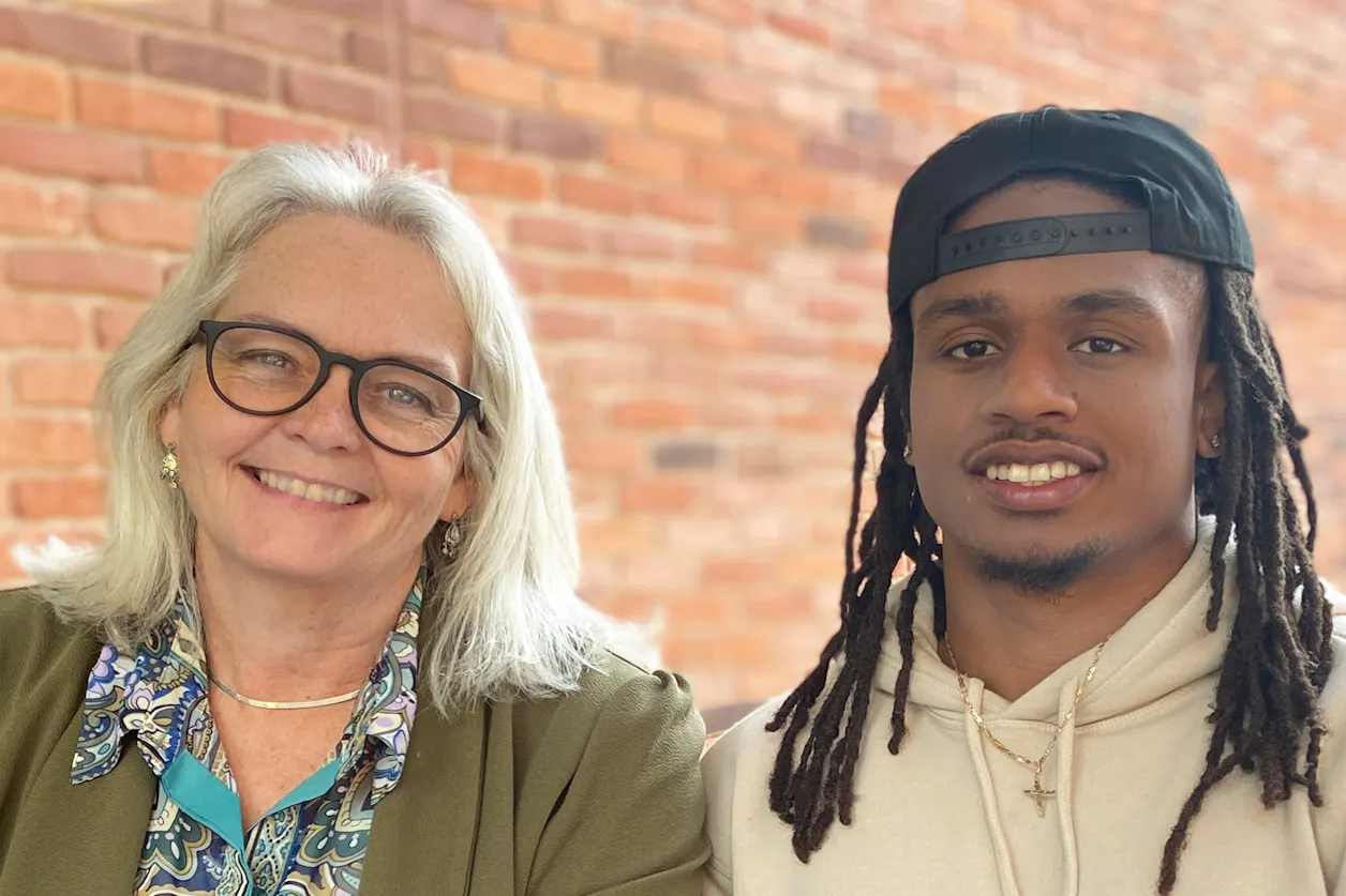 Triston Thomas '23 and Communication Studies Professor Peggy Kendall