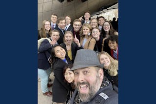 TyTeeona Howard with Professor of Associate Professor of Political Science Chris Moore and classmates in Chicago.